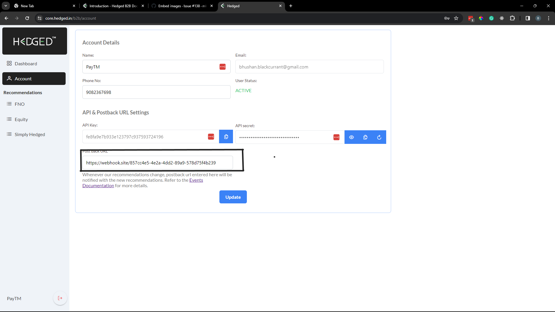 Postback Form